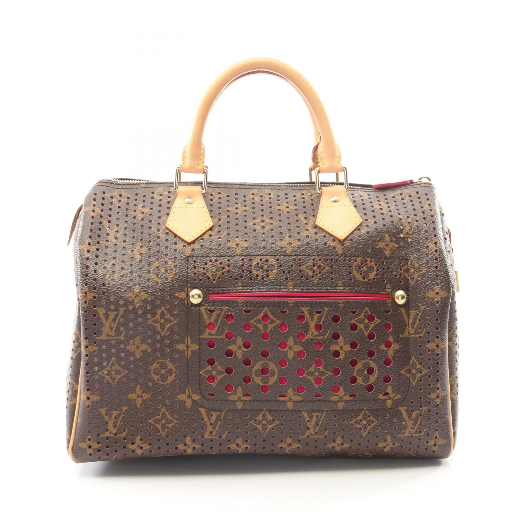 ルイ・ヴィトン LOUIS VUITTON スピーディ30 ハンドバッグ バッグ PVCコーティングキャンバス レザー モノグラム・ペルフォ フューシャ レディース ブラウン系 / ピンク系 M95180 【中古】
