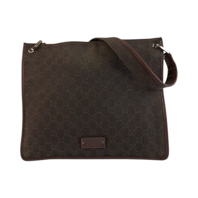 GUCCI グッチ ブラウン シルバー金具 GGキャンバス ショルダーバッグ ポシェット 601650 【中古】