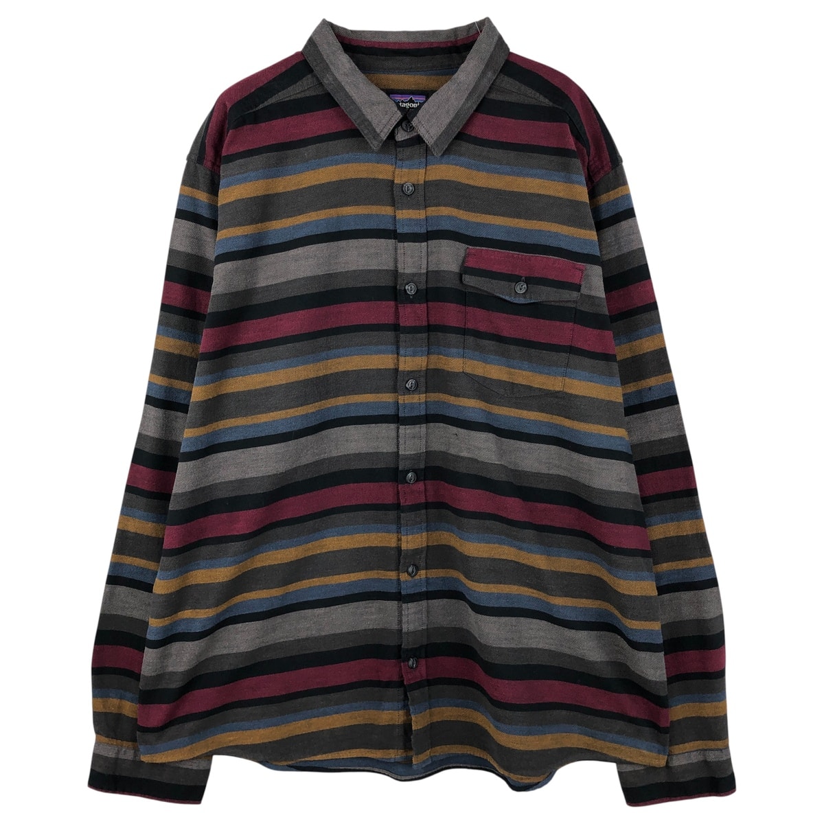 古着 パタゴニア Patagonia ライトウェイト フィヨルド STY54020FA18 ボーダー柄 長袖 フランネルシャツ メンズXL相当/eaa609217