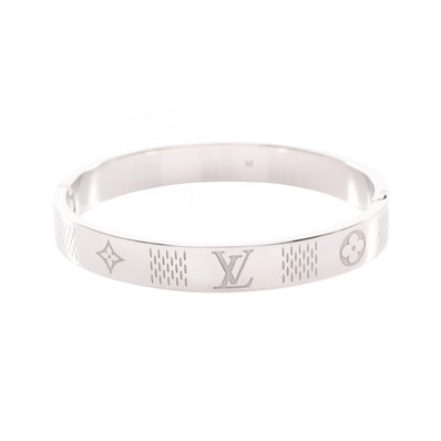 ルイ・ヴィトン LOUIS VUITTON バングル ダミエステープル ダミエヘリテージ ブレスレット アクセサリー メタル シルバー メンズ シルバー系 M1387M 【中古】