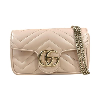 グッチ キルティング スーパーミニバッグ GGマーモント ショルダーバッグ レザー 476433 ピンク レディース GUCCI 中古