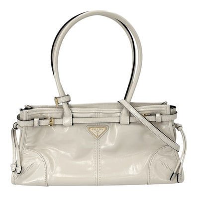 PRADA プラダ 2WAY ボニーミディアム ハンドバッグ ショルダーバッグ 肩掛け 斜め掛け トライアングルロゴ トートバッグ レザー オフホワイト ゴールド金具 レディース【中古品】