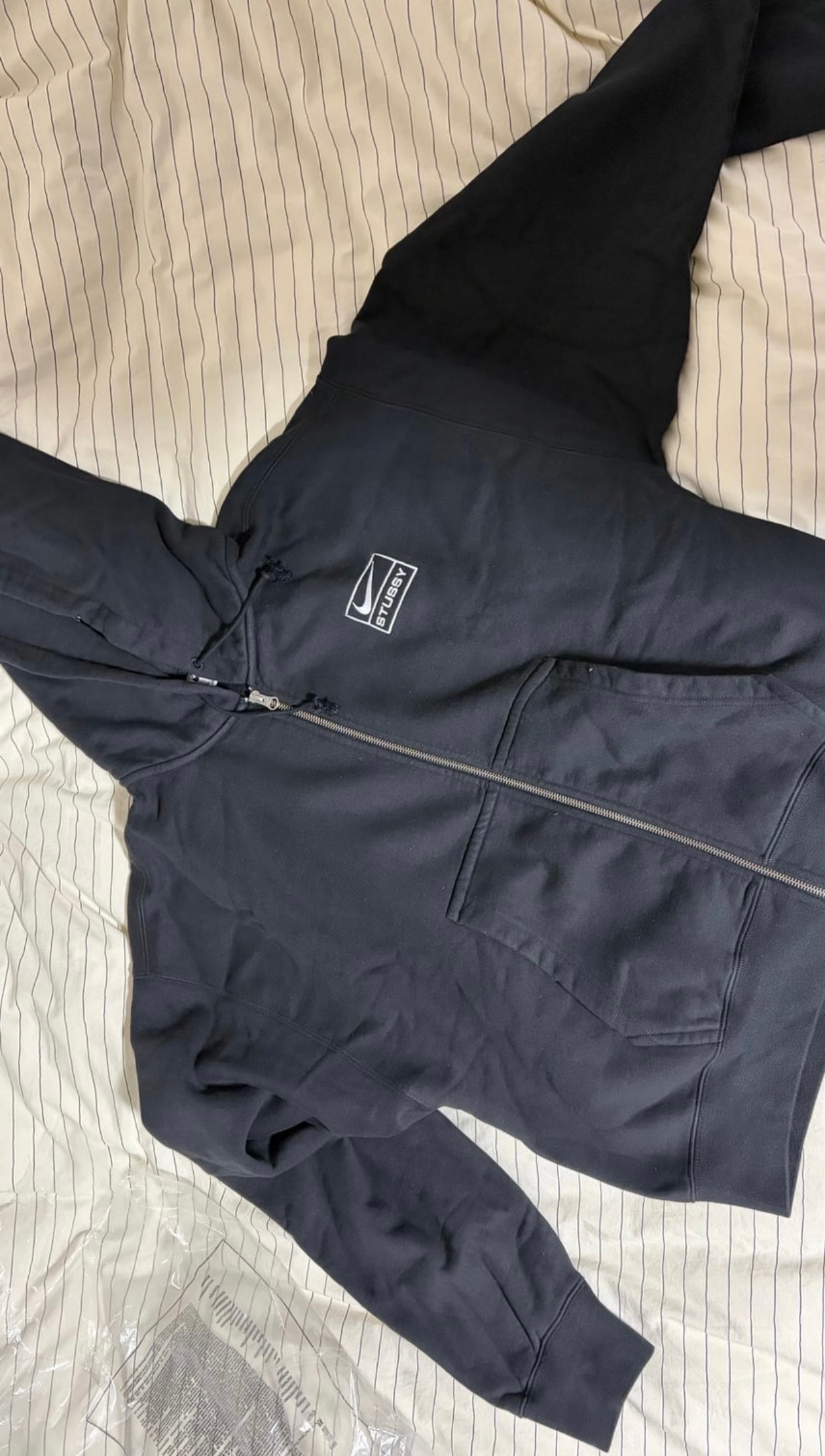 Stussy x Nike Stone Washed Fleece Zip Hoodie "Black" (US Size) FJ9175-010