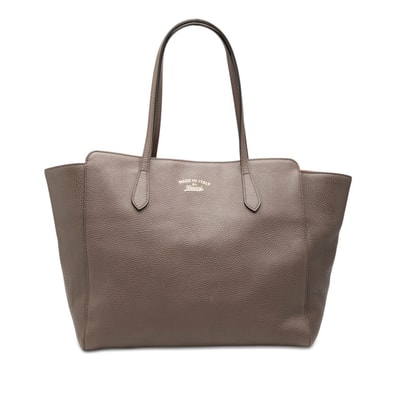 グッチ スウィング トートバッグ ショルダーバッグ 354397 ブラウン ピンク レザー レディース GUCCI 【中古】