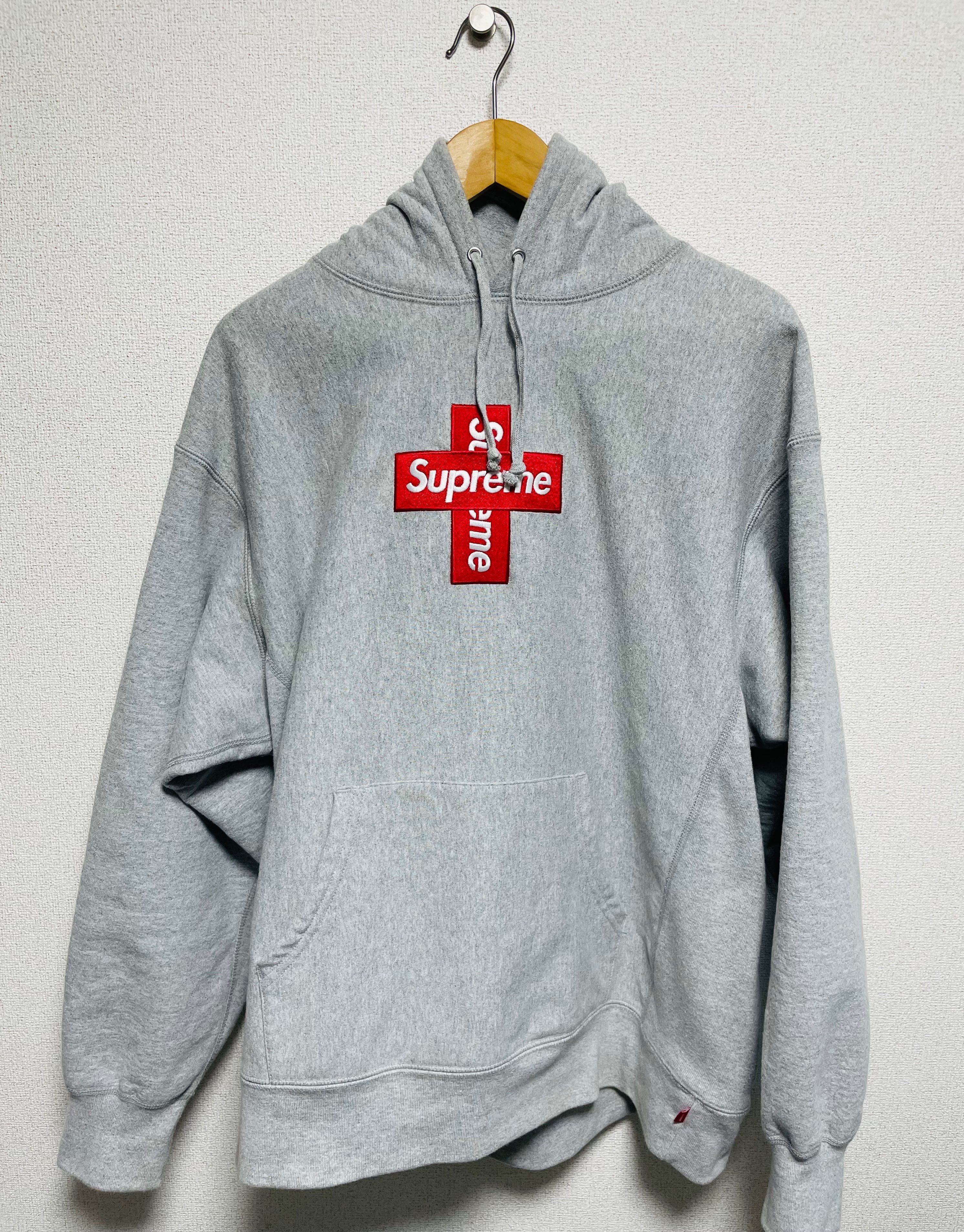Supreme Cross Box Logo Hooded Sweatshirt "Grey"