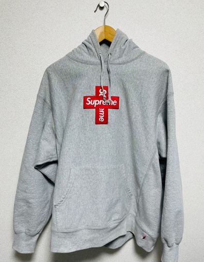 Supreme Cross Box Logo Hooded Sweatshirt "Grey"