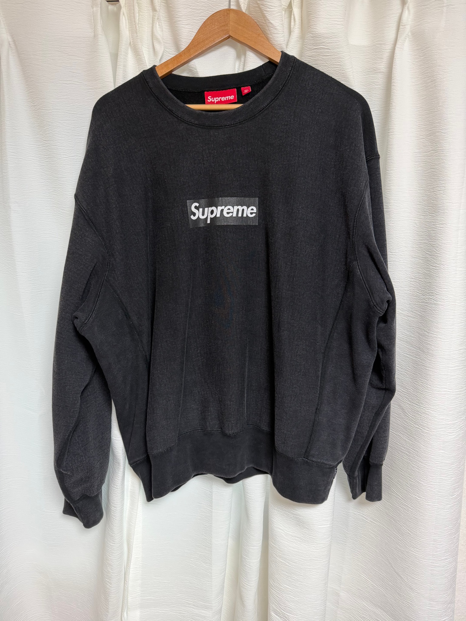 Supreme Washed Box Logo Crewneck "Black"