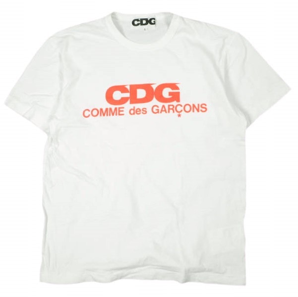 CDG COMME des GARCONS コムデギャルソン 日本製 LOGO PRINT TEE ロゴプリントTシャツ SZ-T052 L WHITE 半袖 AD2021 トップス g26967