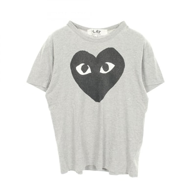 プレイコムデギャルソン PLAY COMME des GARCONS ハートロゴ 半袖Tシャツ 衣料品 トップス コットン メンズ グレー系 【中古】