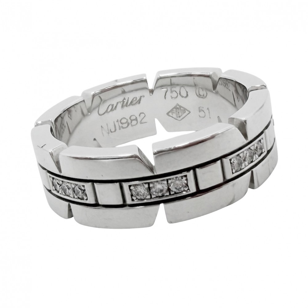 CARTIER カルティエ 指輪 タンク フランセーズ リング ジュエリー アクセサリー 51サイズ Au750 18金WG K18ホワイトゴールド    ダイヤモンド 約11号 レディース 約8.6g【中古品】