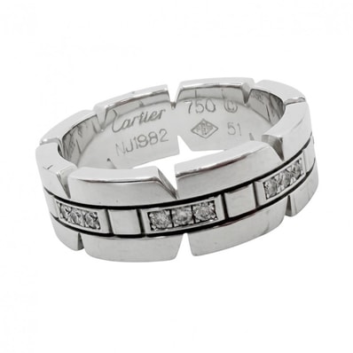 CARTIER カルティエ 指輪 タンク フランセーズ リング ジュエリー アクセサリー 51サイズ Au750 18金WG K18ホワイトゴールド ダイヤモンド 約11号 レディース 約8.6g【中古品】