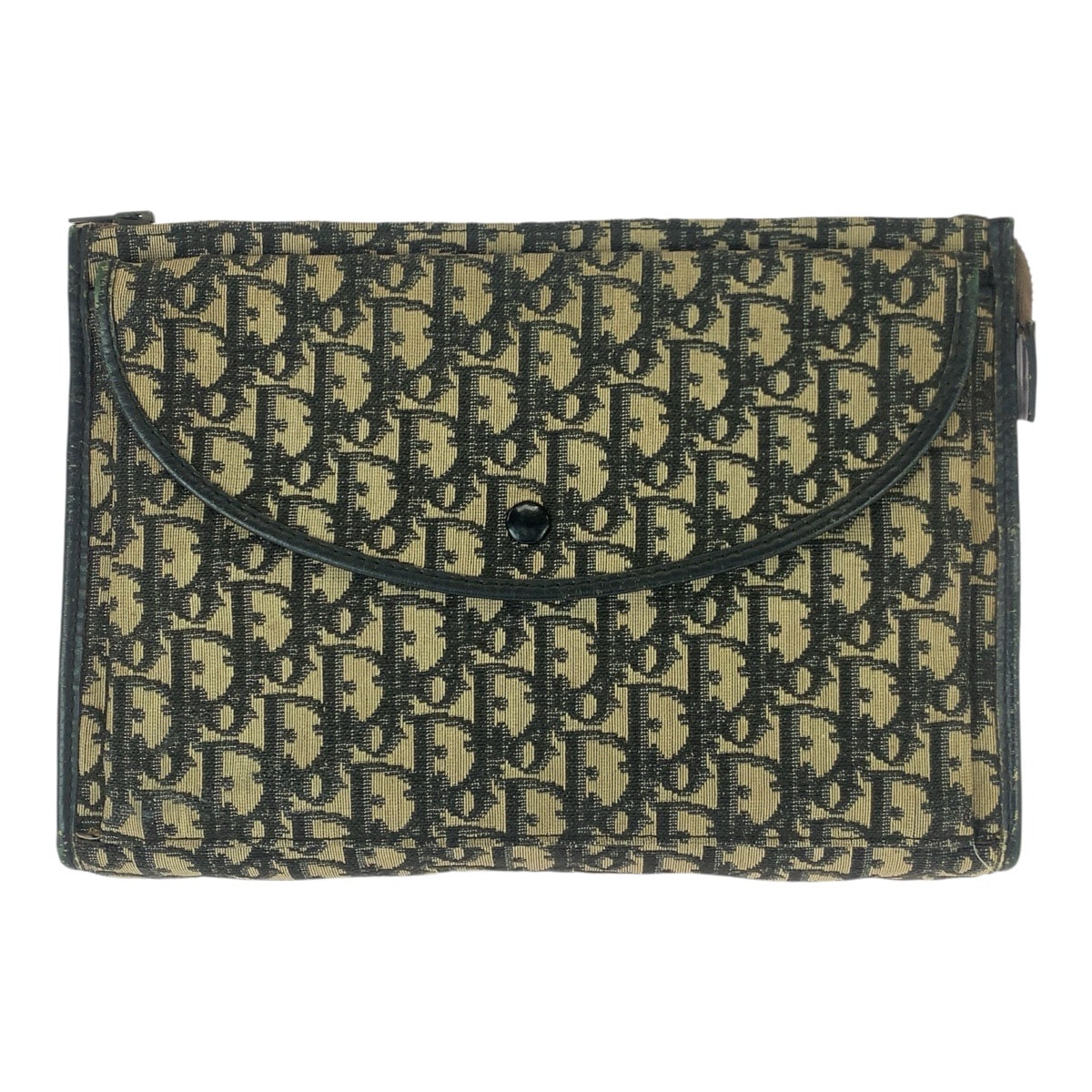 Christian Dior クリスチャンディオール ヴィンテージ トロッター ベージュ ブラック ゴールド金具 キャンバス レザー/ セカンドバッグ クラッチバッグ 600743 【中古】