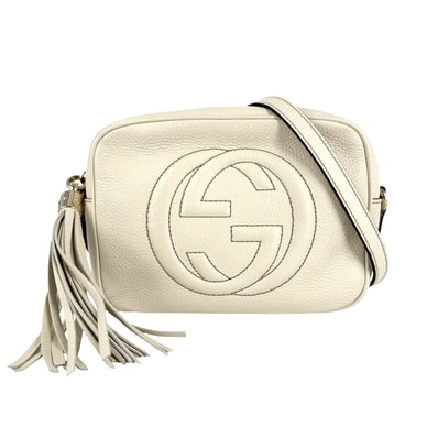 GUCCI グッチ ショルダーバッグ ソーホー タッセル インターロッキングG 肩掛け 斜め掛け 308364 レザー アイボリー シルバー金具 レディース【中古品】