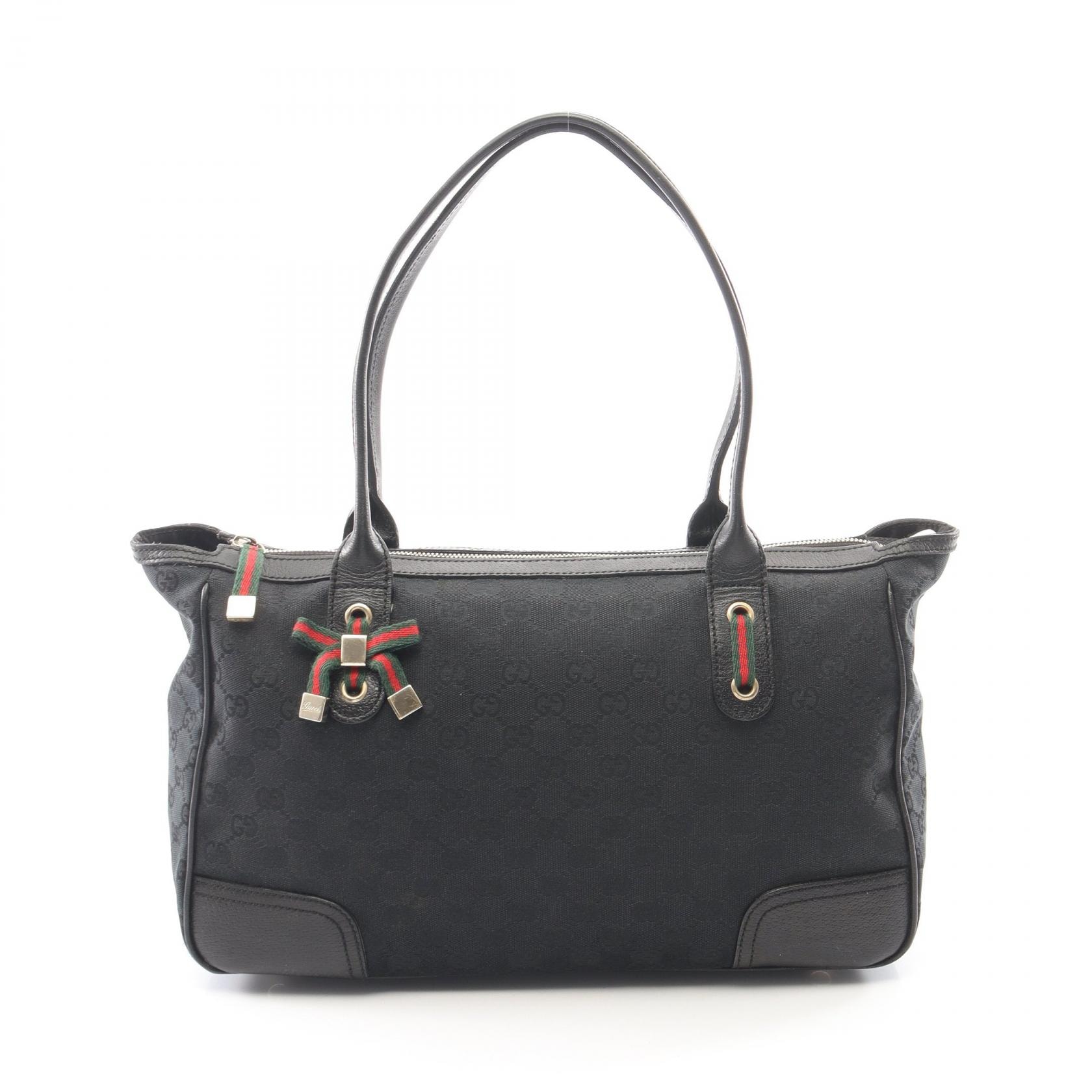 グッチ GUCCI プリンシー GGキャンバス シェリーライン トートバッグ バッグ キャンバス レザー レディース ブラック系 177052 【中古】