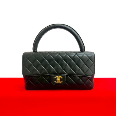 CHANEL シャネル マトラッセ ココマーク ラムスキン ハンドバッグ ブラック
200-6