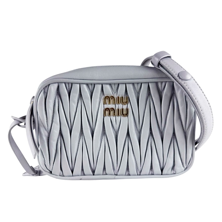 ミュウミュウ MIUMIU ショルダーバッグ マテラッセ レザー ライトグレー レディース【中古】 z10256