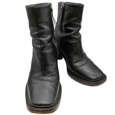 LEATHER ZIP HEEL BOOTS【1142828938369】