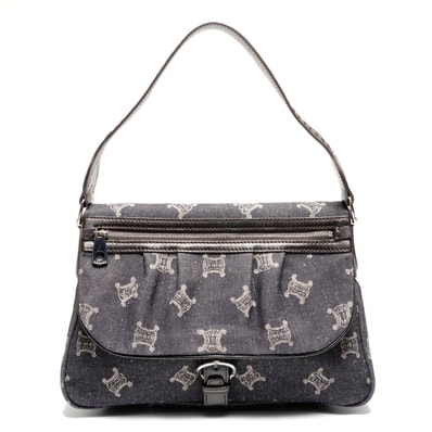 セリーヌ CELINE マカダム デニム ショルダーバッグ【中古】