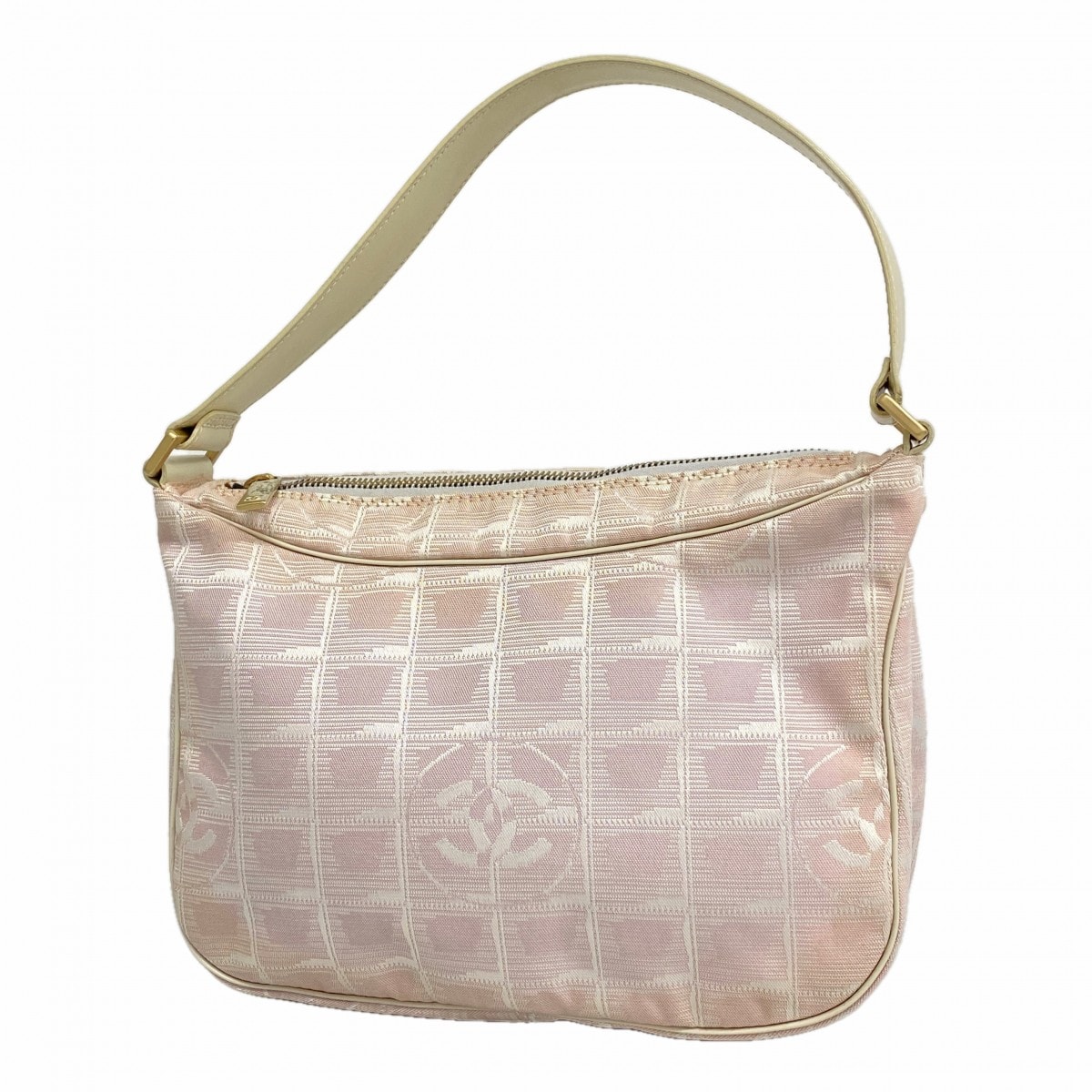 【6ga0733-k】シャネル ショルダーバッグ ニュートラベル ナイロン ピンク シルバー シャンパンゴールド金具【中古】レディース