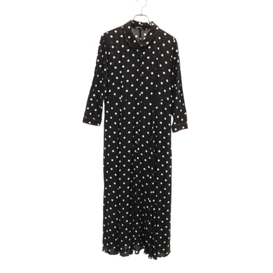 ZARA WOMAN ザラウーマン ドット柄 長袖 シャツ ロングワンピース L ブラック 水玉
