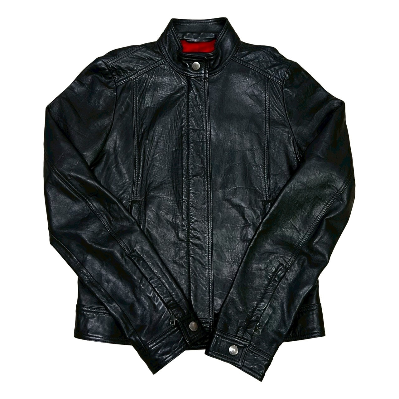 GUCCI グッチ ロゴ 金具 ボタン レザー ライダースジャケット ブラック
 71677