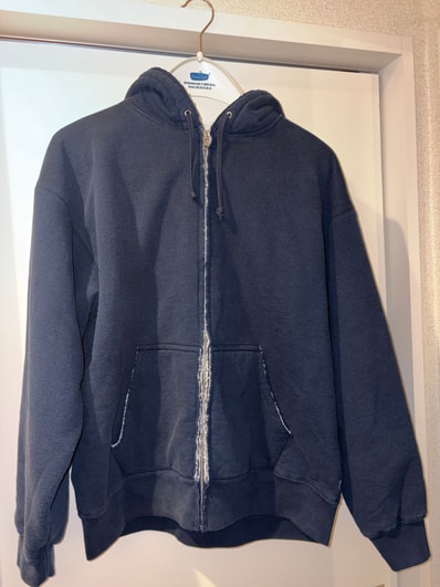 Supreme Shearling Lined Zip Up Hooded Sweatshirt "Navy"