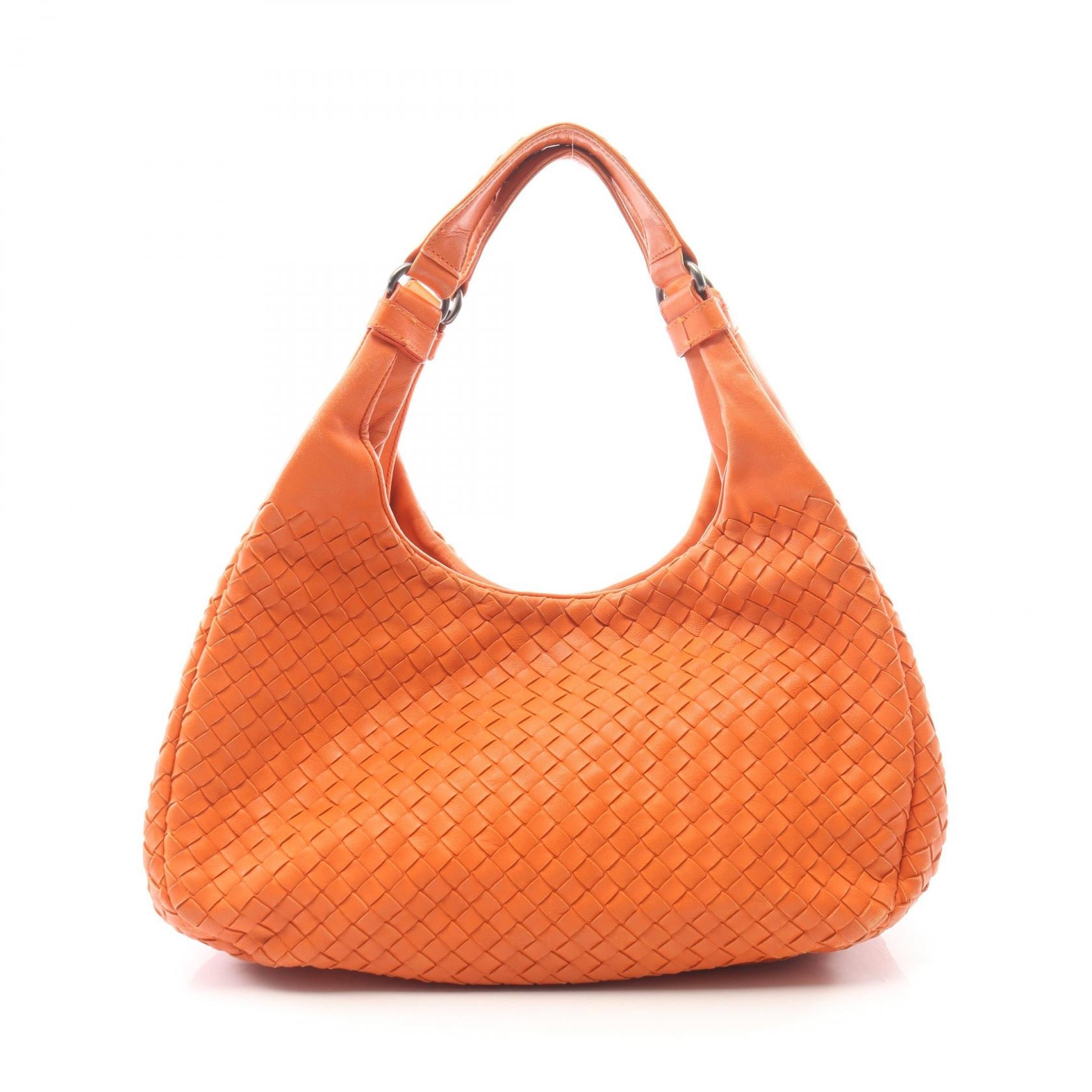 ボッテガヴェネタ BOTTEGA VENETA ミディアム カンパーナ イントレチャート ショルダーバッグ バッグ レザー レディース オレンジ系 【中古】