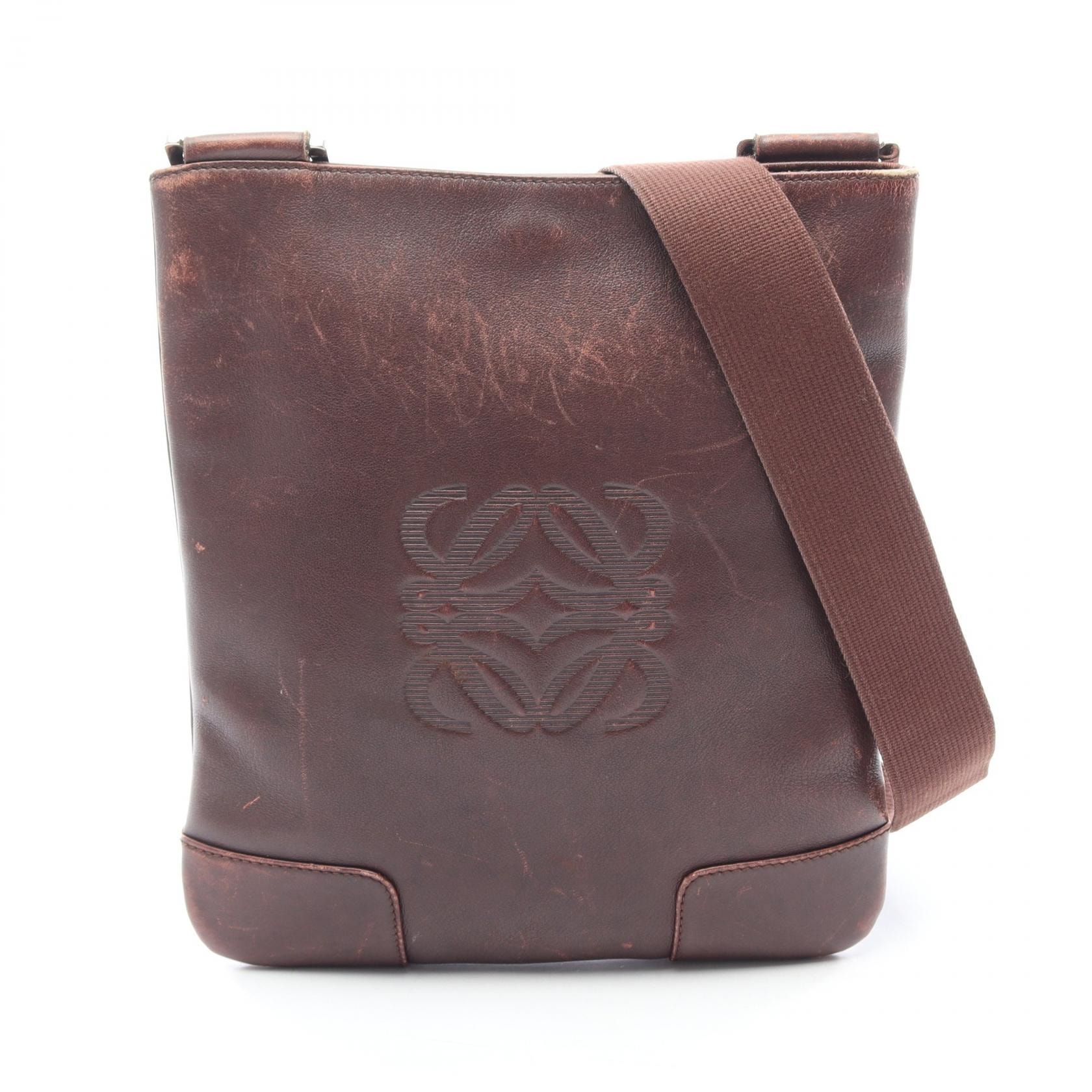 ロエベ LOEWE アナグラム ショルダーバッグ バッグ レザー レディース ブラウン系 【中古】