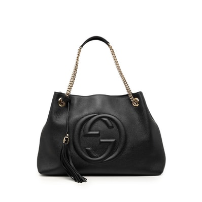 グッチ インターロッキングG ソーホー チェーン トートバッグ ショルダーバッグ 536196 ブラック レザー レディース GUCCI 【中古】