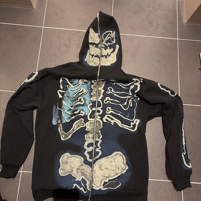 Travis Scott Cactus Jack For Fragment Skeleton Graffiti Full Zip Hoodie "Black"