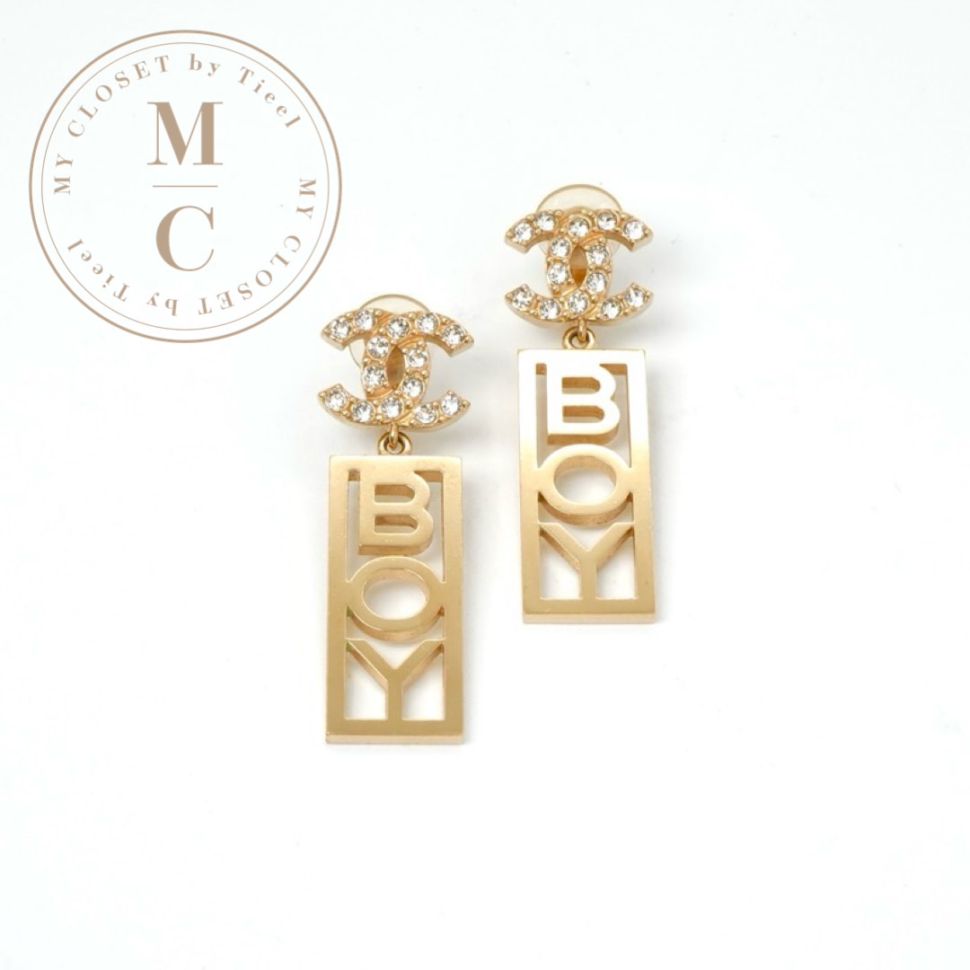 シャネル CHANEL ピアス イヤリング ゴールド ココマーク BOY ラインストーン
