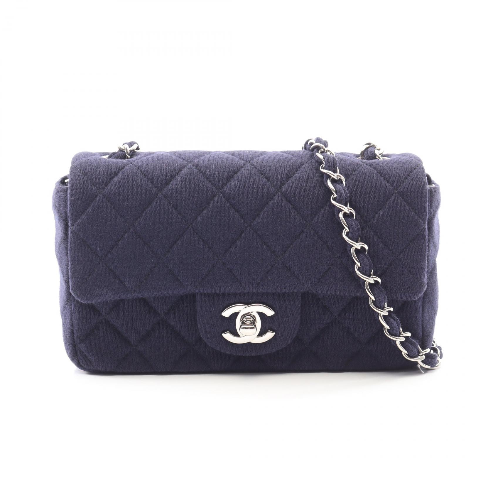 シャネル CHANEL ミニマトラッセ20 ショルダーバッグ バッグ コットン コットンジャージ レディース ネイビー系 A69900 【中古】