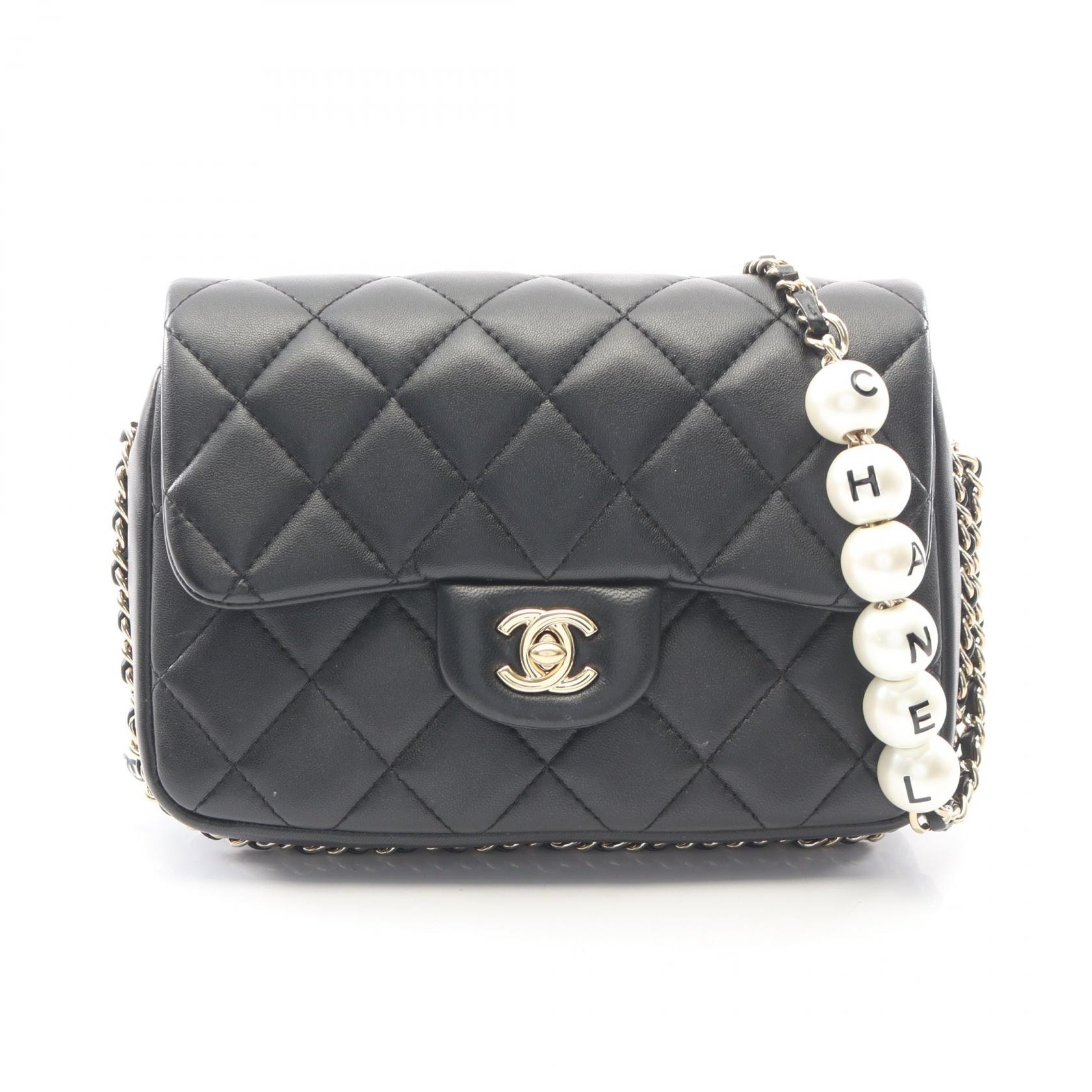 シャネル CHANEL マトラッセ スモールフラップ ショルダーバッグ バッグ ラムスキン(羊革) レディース ブラック系 AS1436 【中古】