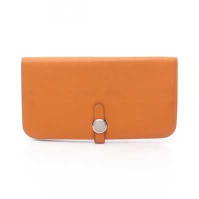 エルメス HERMES ドゴンロング 二つ折り長財布 財布 レザー エバーカラー エバーカラー オレンジ D刻印(2019年製造) レディース オレンジ系 【中古】