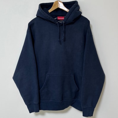 Supreme Satin Applique Hooded Sweatshirt "Navy"