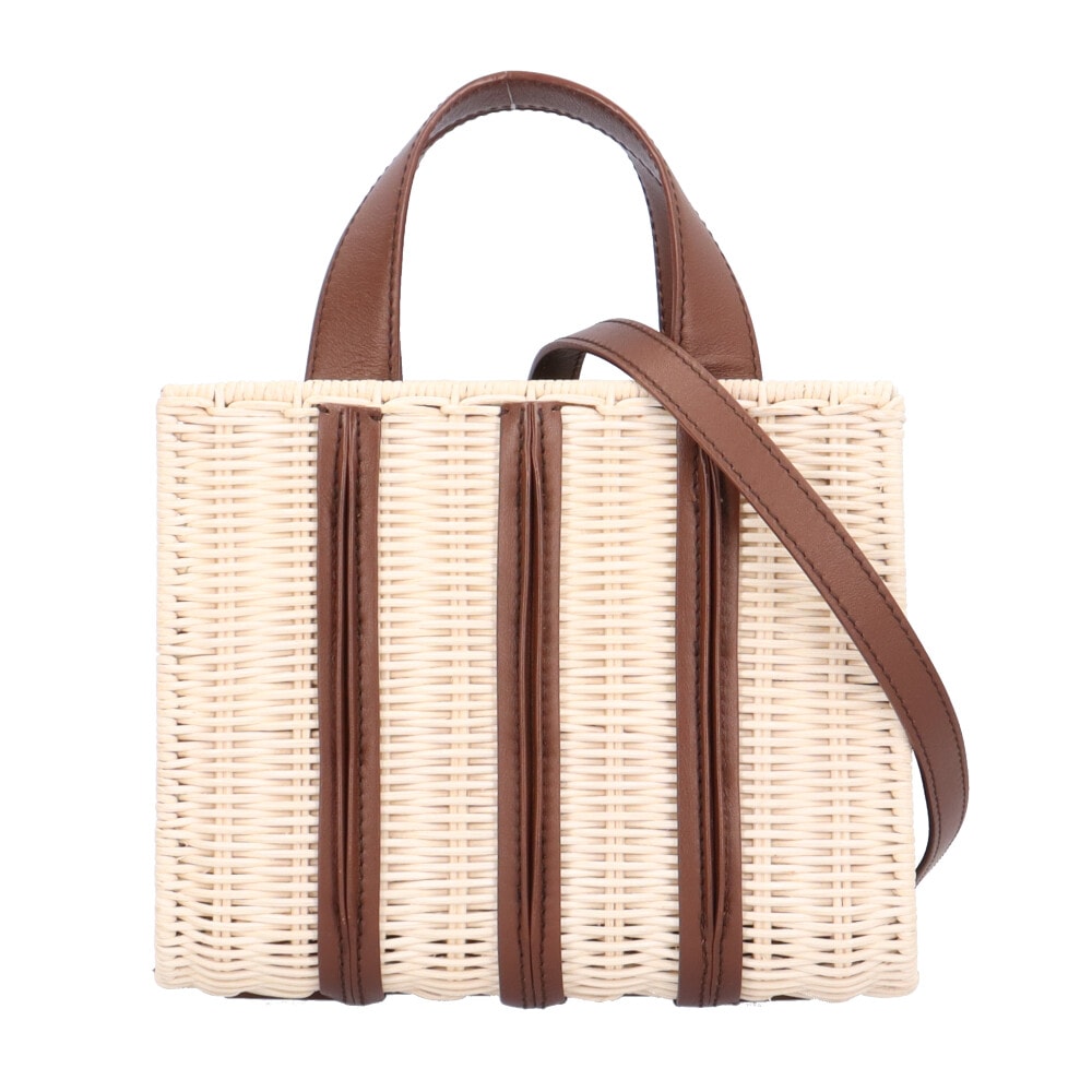 マックスマーラ ホイットニー ショルダーバッグ 籐 ホワイト レディース MAX MARA  中古