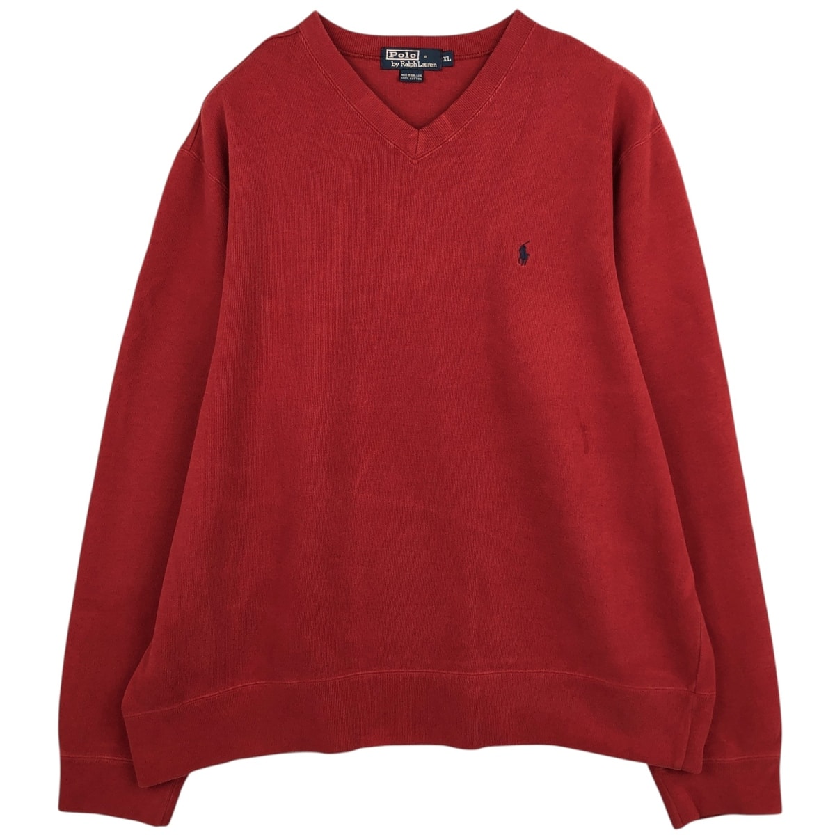 古着 ラルフローレン Ralph Lauren POLO by Ralph Lauren リブ編み Vネックワンポイントロゴスウェットシャツ トレーナー XL メンズXL相当/eaa630514