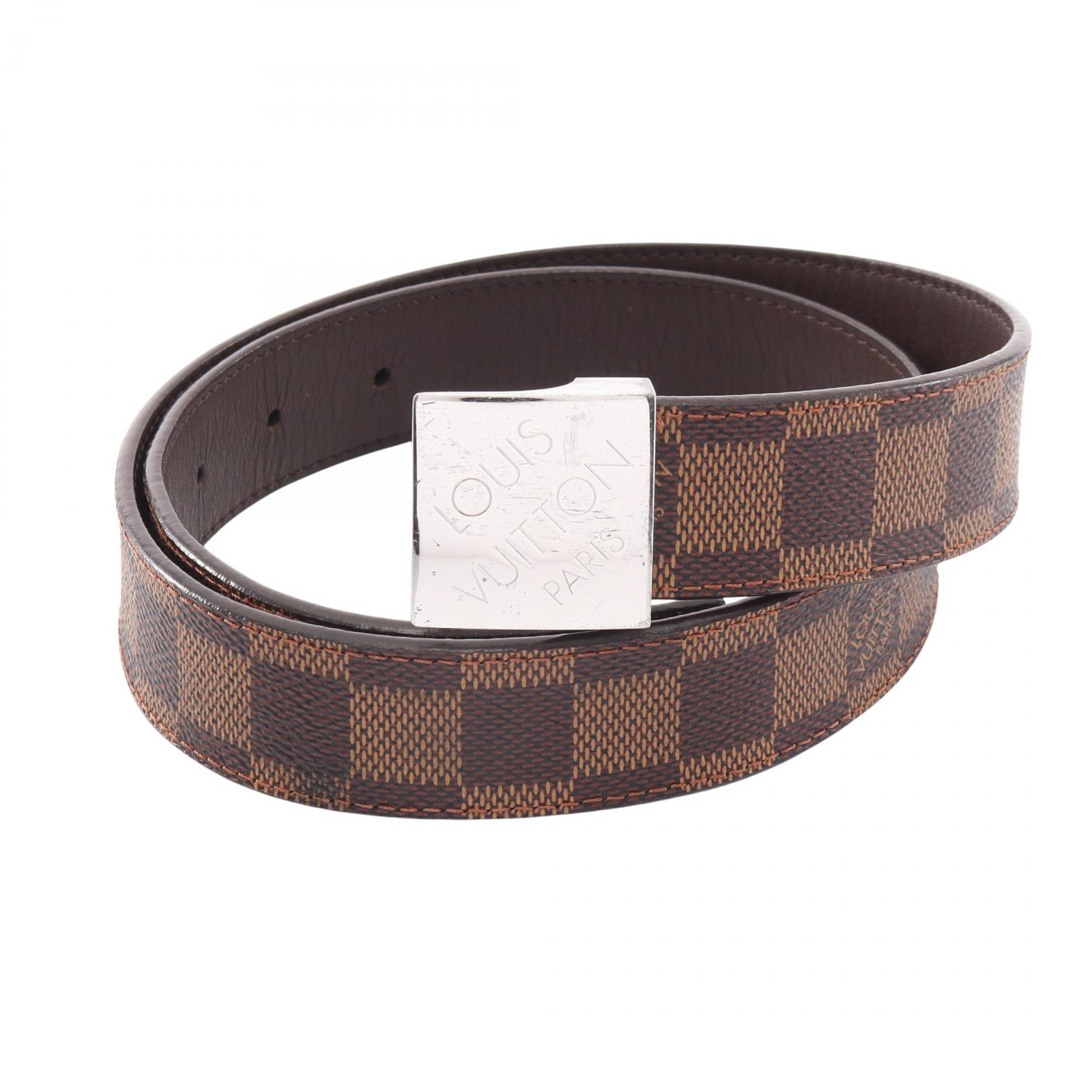 ルイ・ヴィトン LOUIS VUITTON サンチュール キャレ ダミエエベヌ ベルト 衣料品 PVC レディース ブラウン系 M6803 【中古】