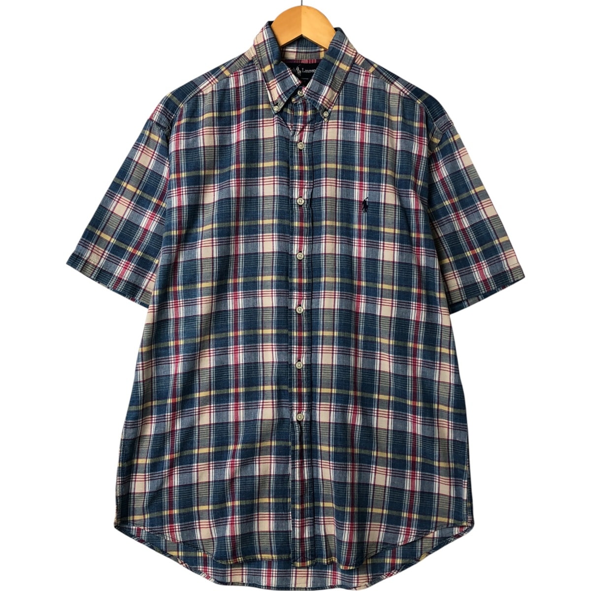 古着 ラルフローレン Ralph Lauren BLAKE 半袖 ボタンダウン チェックシャツ メンズM相当/eaa551859