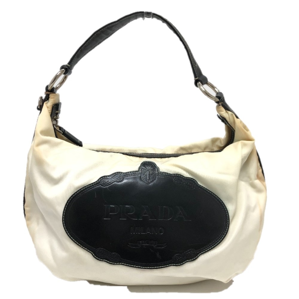 プラダ PRADA ワンショルダー ロゴ カバン ハンドバッグ ショルダーバッグ ナイロン ホワイト