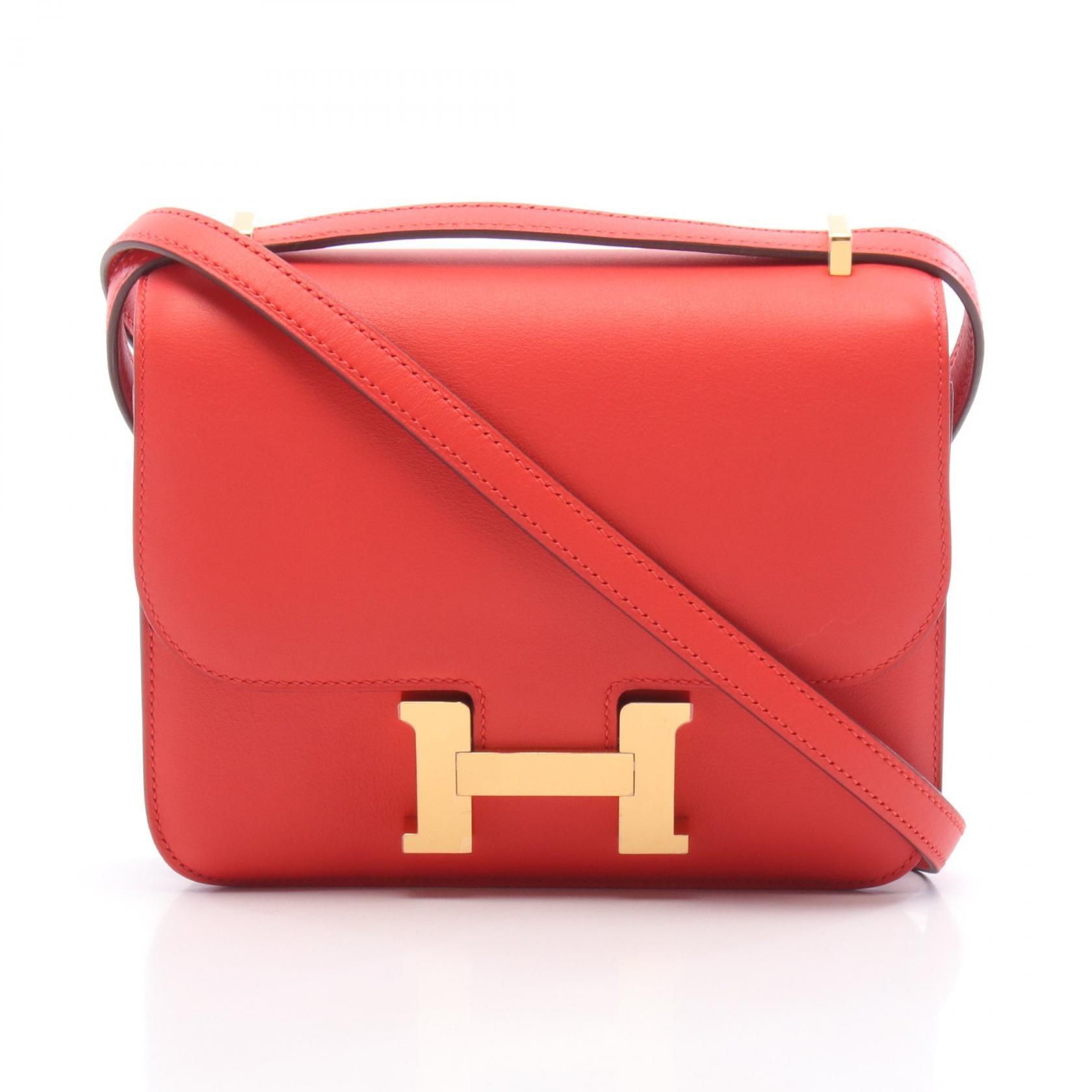 エルメス HERMES コンスタンス3 ミニ ルージュトマト ショルダーバッグ バッグ ヴォースイフト ヴォースイフト A刻印(2017年製造) レディース レッド系 【中古】