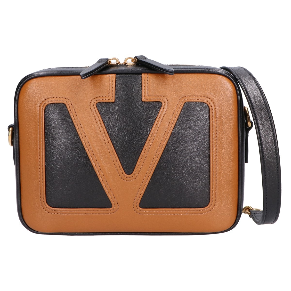ヴァレンティノガラヴァーニ 美品 7W2B0R86PTJ Viva Superstar/ヴィヴァ スーパースター ナッパレザー マキシ Vロゴシグネチャー 2WAYチェーン