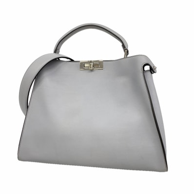 ★最終価格【6he4704】フェンディ ハンドバッグ ピーカブー エッセンシャル レザー グレー シルバー金具 2wayバッグ【中古】レディース