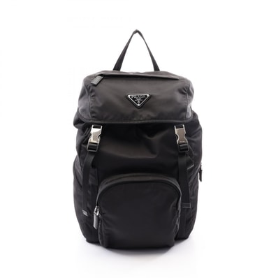 プラダ PRADA Re-Nylon リュックサック バックパック バッグ ナイロン サフィアーノレザー メンズ レディース ブラック系 【中古】
