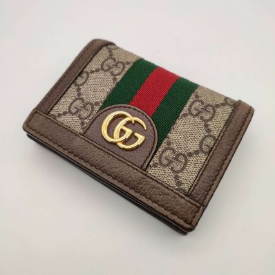 GUCCI GG Supreme Ophidia GG Card Case Wallet "Beige/Ebony"