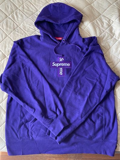 Supreme Cross Box Logo Hooded Sweatshirt "Purple"