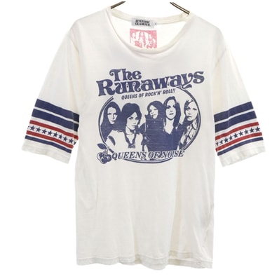 HYSTERIC GLAMOUR ヒステリックグラマー 日本製 THE RUNAWAYS 半袖 Tシャツ S ホワイト ザ・ランナウェイズ ロック バンT