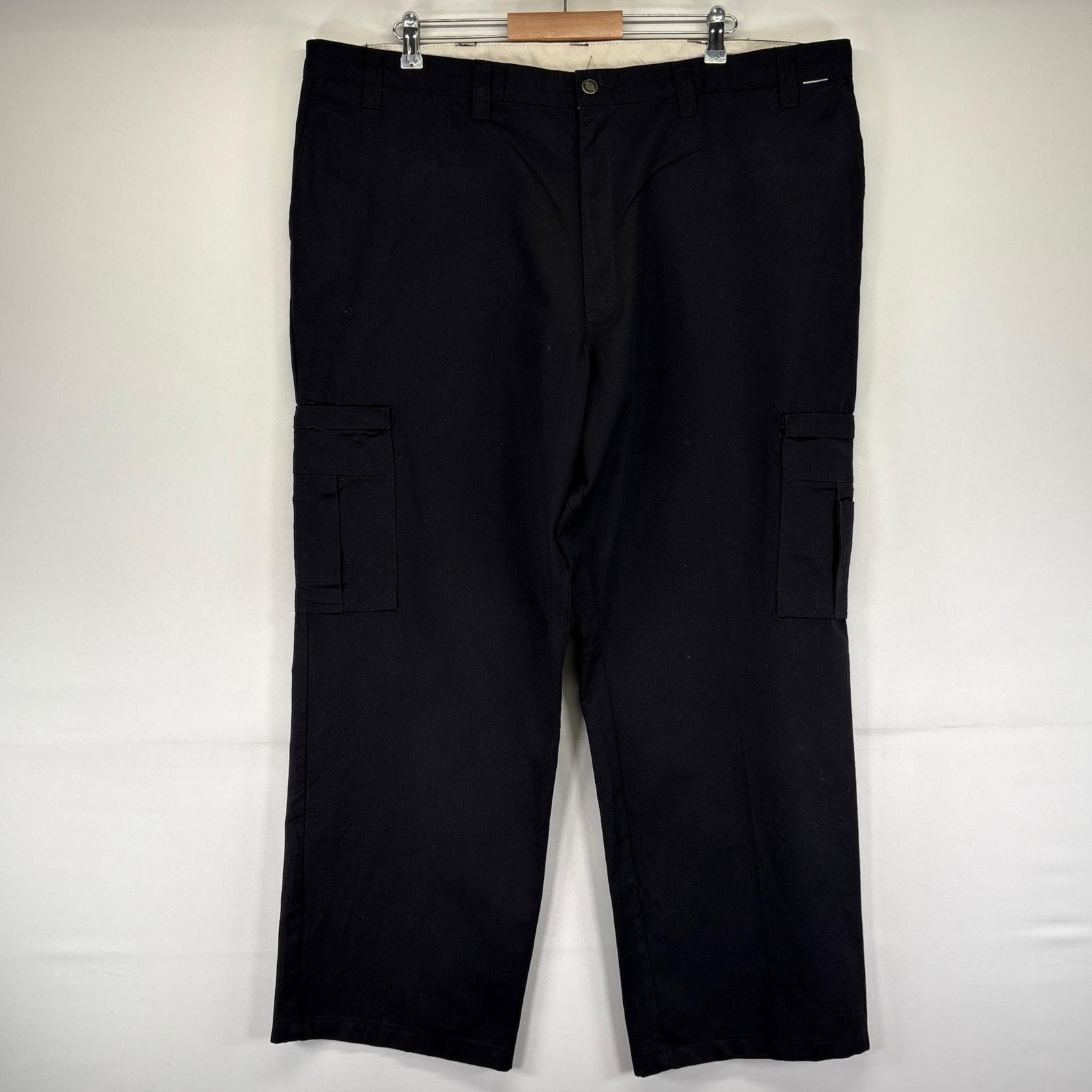 古着 ディッキーズ Dickies パンツ ワークパンツ カーゴ 大きいサイズ ジッパーフライ ワンポイントロゴ W46 ブラック系 メンズ
