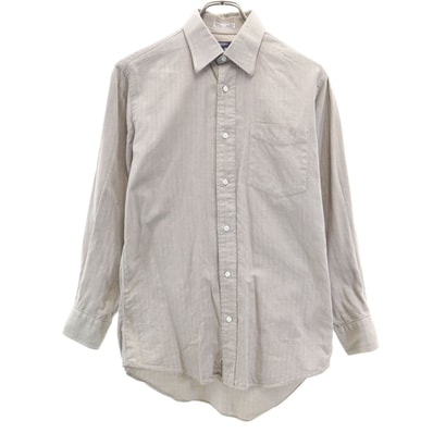 BURBERRY LONDON バーバリーロンドン 日本製 ヘリンボーン 長袖 シャツ 37-78 グレージュ 三陽商会