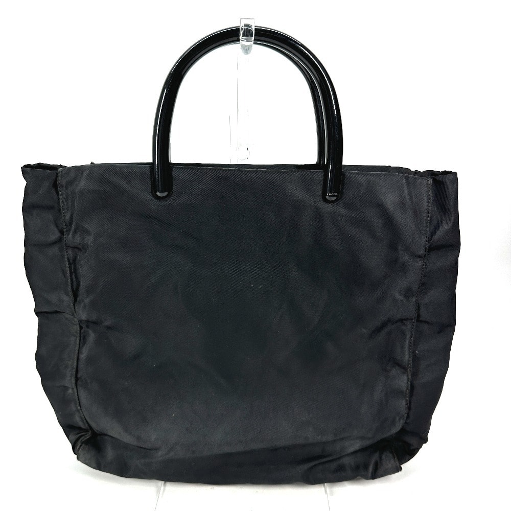 プラダ PRADA プラスチックハンドル トライアングルロゴ 三角ロゴ プレート カバン トートバッグ ハンドバッグ ナイロン ブラック